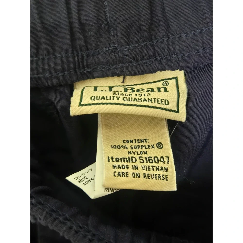 LL Bean Mens Supplex Nylon Pants Navy Blue Elastic Waist Hiking 516047 Large